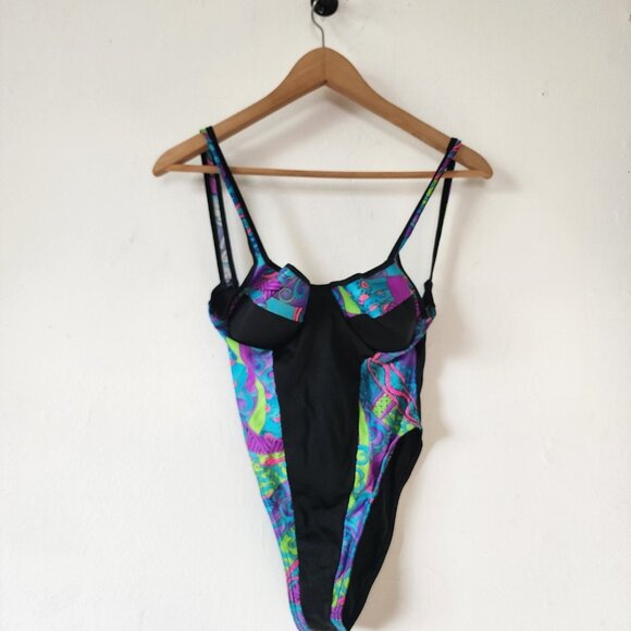 Womens Vintage Catalina Swimsuit 12 One Piece Cheeky High Rise Open Back - Picture 1 of 7